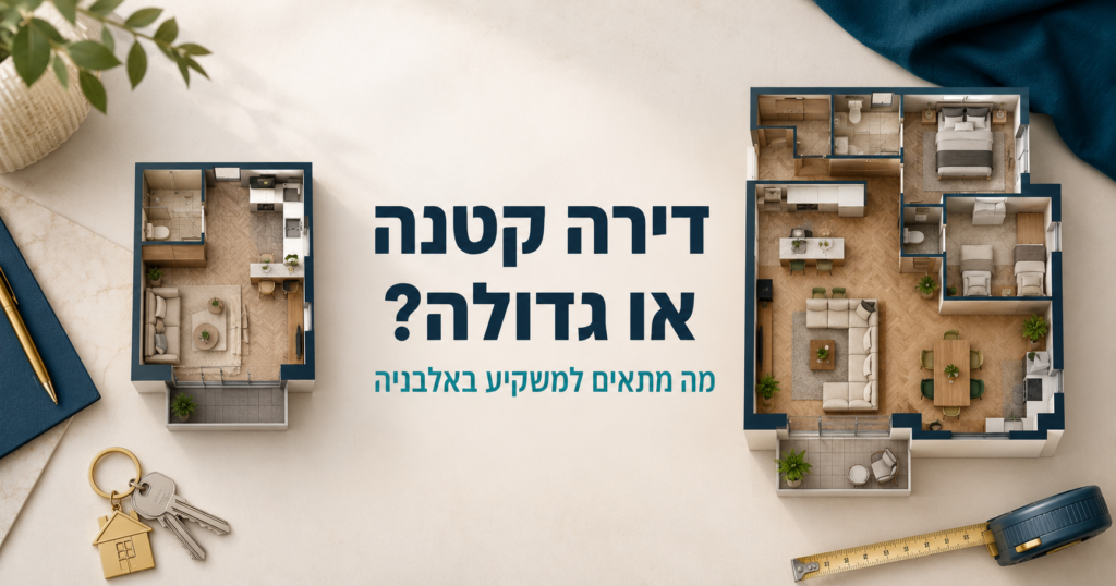השוואה בין דירה קטנה לדירה גדולה להשקעה באלבניה